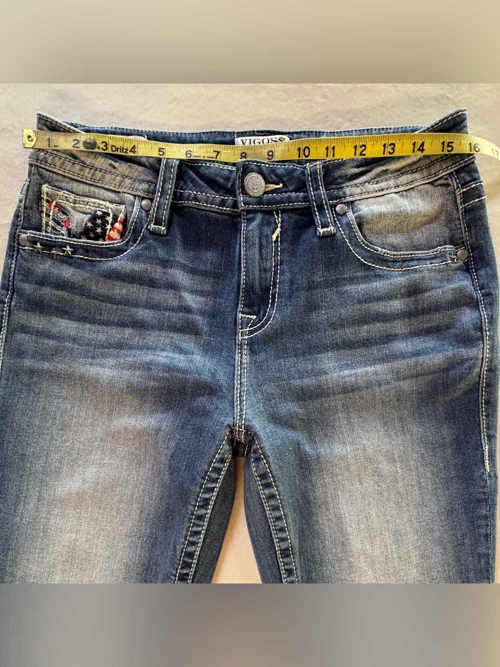 VIGOSS Heritage Mid-Rise Americana Skinny Jean Flag Embroidery Patriotic (10) View 5